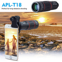 Load image into Gallery viewer, APEXEL 18X Telescope Zoom lens Monocular Mobile Phone camera Lens for iPhone Samsung Smartphones for Camping hunting Sports
