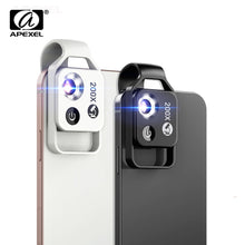 Load image into Gallery viewer, APEXEL 200X Magnification Microscope lens withCPL Mobile LED Light Micro Pocket Macro Lenses for iPhone Samsung  all smartphones
