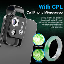 Load image into Gallery viewer, APEXEL 200X digital microscope lens with CPL mobile LED Light guide micro pocket macro lenses for iPhone Samsung all smartphones
