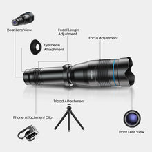 Load image into Gallery viewer, APEXEL 60x Super Telephoto Zoom Phone Lens 36X 28X Powerful Monocular Metal Telescope Mobile telephoto lens for camping Tourism

