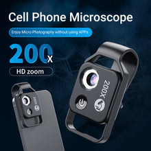 Load image into Gallery viewer, APEXEL Digital 200X Microscope Lens with CPL Mobile LED Guide Light Lamp Micro Pocket SuperMacro Lens for iPhone Samsung phones
