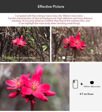 Load image into Gallery viewer, APEXEL HD Optic Camera Phone Lens 100mm Macro Lens + 10x Super Macro Lenses For iPhonex xr xs max Samsung s9 All Smartphones

