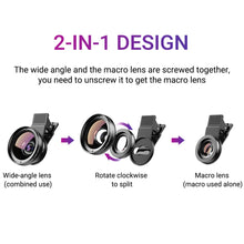 Load image into Gallery viewer, APEXEL New HD 37MM 0.45x Super Wide Angle Lens with 12.5x Super Macro Lens for iPhone Samsung Smartphones Camera Phone lens Kit
