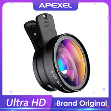 Load image into Gallery viewer, APEXEL Phone Lens kit 0.45x Super Wide Angle &amp; 12.5x Macro Micro Lens HD Camera Lentes for iPhone 6S 7 Xiaomi more cellphones
