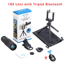Load image into Gallery viewer, APEXEL Telescope Telephoto Lens 18X Zoom lens with Tripod Monocular Mobile Phone camera Lens for Smartphones lente para celular
