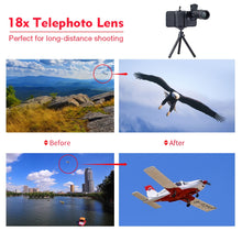 Load image into Gallery viewer, APEXEL Telescope Telephoto Lens 18X Zoom lens with Tripod Monocular Mobile Phone camera Lens for Smartphones lente para celular
