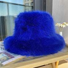 Load image into Gallery viewer, Faux Fur Bucket Hat Hot Warm pink Imitation Fur Fishermen Hats Winter hat women Personality Fishermen Hats for women Plush hat
