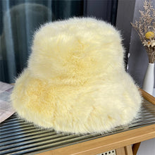 Load image into Gallery viewer, Faux Fur Bucket Hat Hot Warm pink Imitation Fur Fishermen Hats Winter hat women Personality Fishermen Hats for women Plush hat
