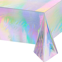 Load image into Gallery viewer, Aluminum Foil Tablecloth Shiny Rainbow Black Rectangle Tablecloth Dining Table Cover For Wedding Party Banquet Decoration W1n9
