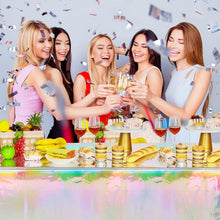 Load image into Gallery viewer, Aluminum Foil Tablecloth Shiny Rainbow Black Rectangle Tablecloth Dining Table Cover For Wedding Party Banquet Decoration W1n9
