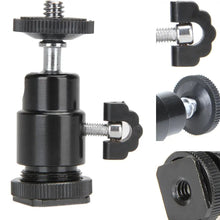 Load image into Gallery viewer, Aluminum Tripod Ball Head 1/4 Hot Shoe Adapter Metal Flash Bracket Holder with Lock Camera Accessories 360 Degree for GOPRO
