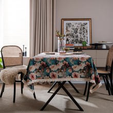 Load image into Gallery viewer, American Tablecloth Jacquard Oil Painting Table Cover Thick Bue Flowers Rectangular Wedding Dining Table Cover Tea Table Cloth
