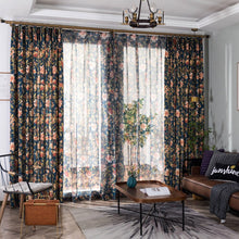 Load image into Gallery viewer, American rustic curtains semi-shade for bedroom study living room flower plant window curtain coarse cotton

