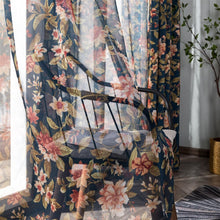 Load image into Gallery viewer, American rustic curtains semi-shade for bedroom study living room flower plant window curtain coarse cotton
