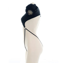 Load image into Gallery viewer, AniLV Anime Student Puff Sleeve Black One-piece Swimsuit Costume Cross Straps Bodysuit Swimwear Uniform Pool Party Cosplay
