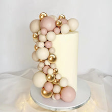 Load image into Gallery viewer, Apricot Gold Light Brown Ball Cake Topper Shaped Cupcake Insert Cake Topper for Bear Theme Birthday Party Favors Wedding Decor

