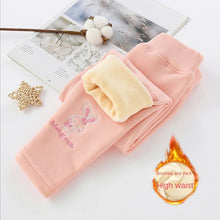 Load image into Gallery viewer, Autumn Winter Baby Girls Leggings Thick Warm Cute Rabbit Pants Kid Girl Plus Velvet Pants Children Solid Trousers 2-8Years
