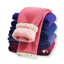 Load image into Gallery viewer, Autumn Winter Kids Warm Pants Sweet Girls Lace Fleece Leggings Children's Slim Thick Velvet Trousers Girls Dot Pant
