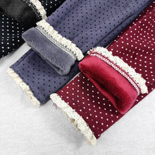 Load image into Gallery viewer, Autumn Winter Kids Warm Pants Sweet Girls Lace Fleece Leggings Children's Slim Thick Velvet Trousers Girls Dot Pant

