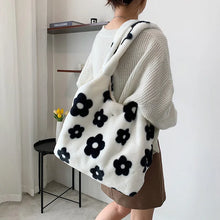 Load image into Gallery viewer, Autumn Winter New Plush Shoulder Bag Simple Flower Fashion Handbag Casual Versatile Tote Bag Bags For Woman
