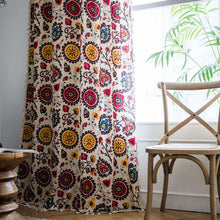 Load image into Gallery viewer, Sunflower Print Curtain with Tassles Bohemian Cotton Linen Semi-shading Bedroom Living Room Bay Window Curtains Decor cortina
