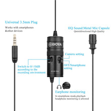 Load image into Gallery viewer, BOYA BY-M1 PRO 6m Clip-on Condenser Lavalier Lapel Microphone for PC Mobile Android DSLRs iPhone Streaming Youtube Microphone
