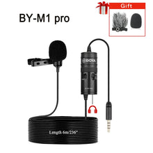 Load image into Gallery viewer, BOYA BY-M1 PRO 6m Clip-on Condenser Lavalier Lapel Microphone for PC Mobile Android DSLRs iPhone Streaming Youtube Microphone
