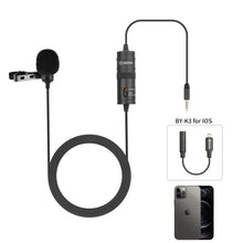Load image into Gallery viewer, BOYA BY-M1 PRO 6m Clip-on Condenser Lavalier Lapel Microphone for PC Mobile Android DSLRs iPhone Streaming Youtube Microphone
