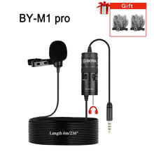 Load image into Gallery viewer, BOYA BY-M1 PRO 6m Clip-on Condenser Lavalier Lapel Microphone for PC Mobile Android DSLRs iPhone Streaming Youtube Microphone
