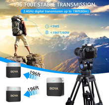 Load image into Gallery viewer, BOYA BY-M1V Wireless Lavalier Lapel Condenser Microphone for iPhone Android Smartphone Camera PC  Gaming YouTube Broadcast Vlog
