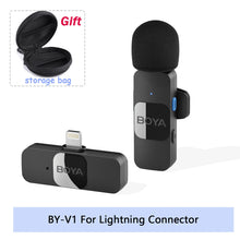 Load image into Gallery viewer, BOYA BY-V Professional Wireless Lavalier Mini Microphone for iPhone iPad Android Live Broadcast Gaming Recording Interview Vlog
