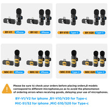 Load image into Gallery viewer, BOYA BY-V Professional Wireless Lavalier Mini Microphone for iPhone iPad Android Live Broadcast Gaming Recording Interview Vlog
