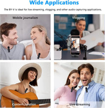 Load image into Gallery viewer, BOYA BY-V Wireless Lavalier Lapel Microphone for iPhone Android Cell Phone PC Computer Laptop Youtube Recording Streaming Vlog

