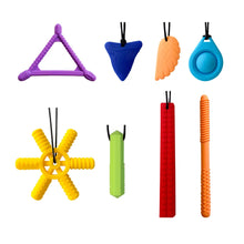 Load image into Gallery viewer, Baby silicone teether children building block chewing necklace sensory chewing molar pendant oral motor toy for ADHD boy gift
