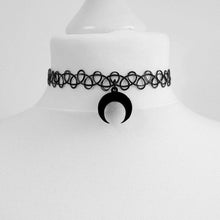 Load image into Gallery viewer, Black Crescent Moon Choker Necklace Gothic Grunge Black Velvet Jewelry Gorgeous Women Pendant Gift Gothic Statement Goth New
