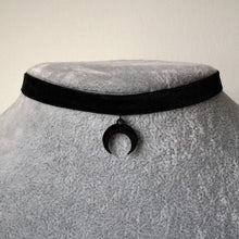 Load image into Gallery viewer, Black Crescent Moon Choker Necklace Gothic Grunge Black Velvet Jewelry Gorgeous Women Pendant Gift Gothic Statement Goth New
