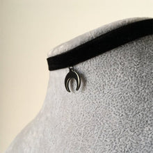 Load image into Gallery viewer, Black Crescent Moon Choker Necklace Gothic Grunge Black Velvet Jewelry Gorgeous Women Pendant Gift Gothic Statement Goth New

