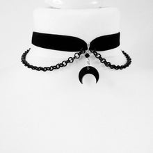 Load image into Gallery viewer, Black Crescent Moon Choker Necklace Gothic Grunge Black Velvet Jewelry Gorgeous Women Pendant Gift Gothic Statement Goth New
