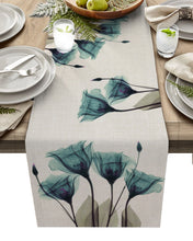Load image into Gallery viewer, Blue Tulip Table Runner for Dining Table Kitchen Decor Anti-stain Dining Table Tablecloth Rectangular Dining Table Runner
