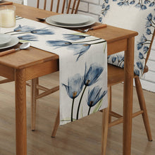 Load image into Gallery viewer, Blue Tulip Table Runner for Dining Table Kitchen Decor Anti-stain Dining Table Tablecloth Rectangular Dining Table Runner
