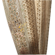 Load image into Gallery viewer, Boho Chic Beige Crochet Knitting Curtains for Bedroom Cotton Linen Hollowed Retro Farmhouse Patio Window Drapes
