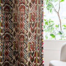 Load image into Gallery viewer, Boho Geometric Bohemian Curtain For Bedroom Living room Cotton Linen Printed Decorative Curtains with Tassel Home Decoration
