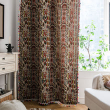 Load image into Gallery viewer, Boho Geometric Bohemian Curtain For Bedroom Living room Cotton Linen Printed Decorative Curtains with Tassel Home Decoration
