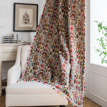 Load image into Gallery viewer, Boho Geometric Bohemian Curtain For Bedroom Living room Cotton Linen Printed Decorative Curtains with Tassel Home Decoration
