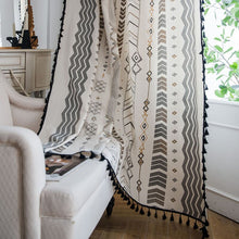 Load image into Gallery viewer, Boho Geometric Bohemian Curtain For Bedroom Living room Cotton Linen Printed Decorative Curtains with Tassel Home Decoration
