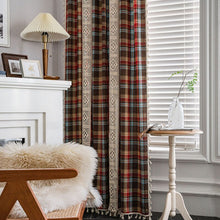 Load image into Gallery viewer, Boho Blackout Curtains for Living Room Bedroom Red Grids Plaid Farmhouse Christmas Kitchen Luxury Window Curtain Home Decoration
