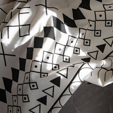 Load image into Gallery viewer, Boho Cotton Linen Curtain American Tassel Finished Black and White Printed Curtins for Living Room Bedroom Kitchen Home Textile
