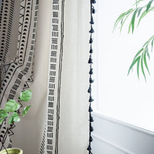 Load image into Gallery viewer, Boho Curtain Geometric Striped Curtains Bedroom Living Room Panel with Tassels Linen Curtains Finished Drape Home Decor
