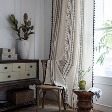 Load image into Gallery viewer, Boho Curtain Geometric Striped Curtains Bedroom Living Room Panel with Tassels Linen Curtains Finished Drape Home Decor
