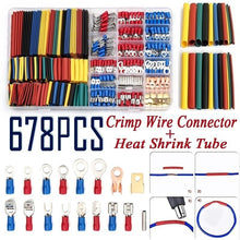 Load image into Gallery viewer, Box Insulated Male Female Spade Terminal Cable Connector Electrical Wire Crimp Butt Ring Fork Spade Lug Rolled Assorted Kit

